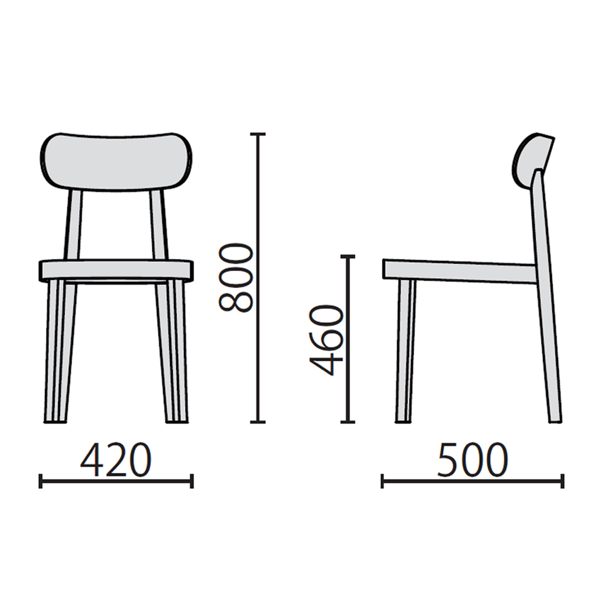 カリメル④ THONET 黒 樹脂&ウッド製椅子　一脚 214 Black｜ THONET | FLACE online store｜ドイツのトップ家具