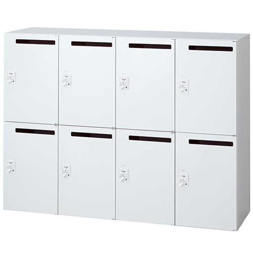 中古 PLUS L5-105L-4MD ４人用 ロッカー ホワイト ダイヤル錠 ダイヤルキー式 2段4人用スチールロッカー 幅608 奥行515 高さ1790