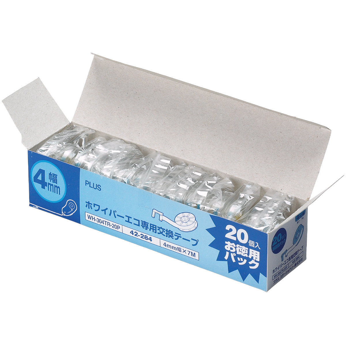 ホワイパーエコ 交換テープ 徳用20個パック 4mm イエローのPLUS公式商品画像